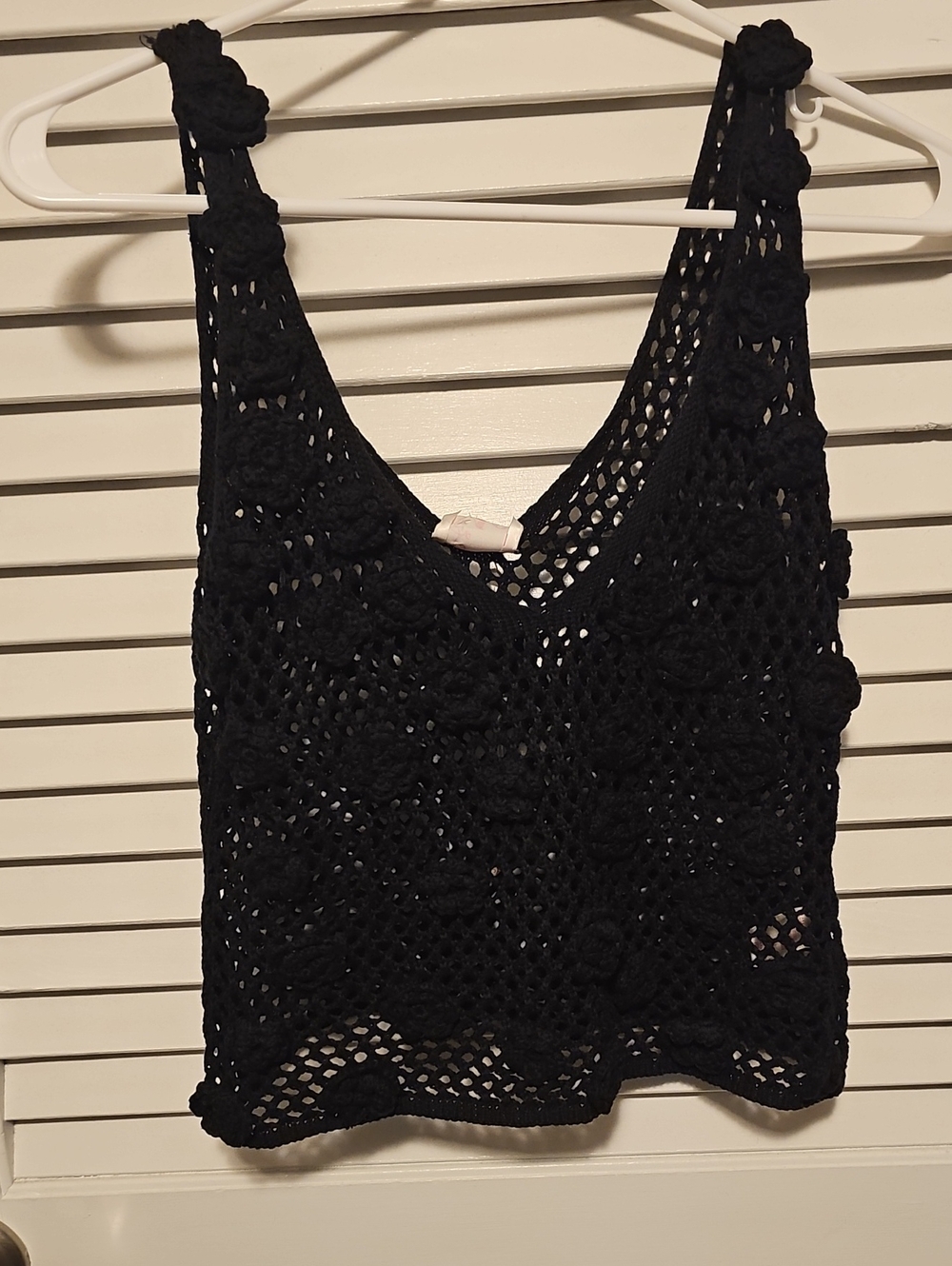 So Me Black Crochet Floral Camisole